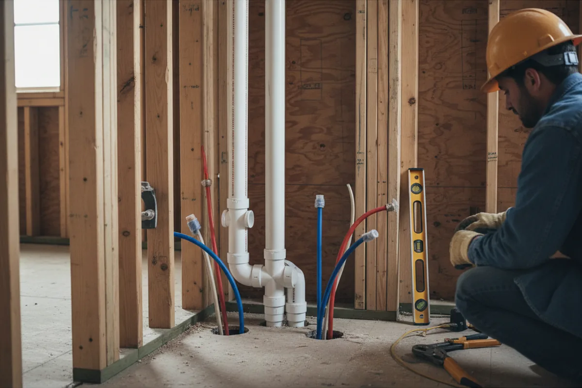 Drain and supply rough-in during Drain Cleaning in Belcher